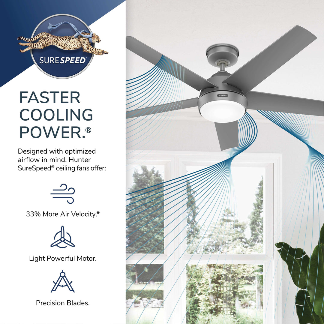 Hunter 52 inch Skyflow Matte Black WeatherMax Indoor / Outdoor Ceiling Fan with LED Light Kit and Wall Control Hunter Fan Canada