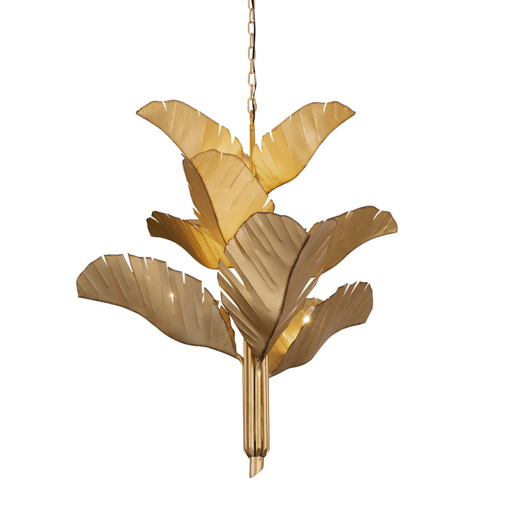 Banana Leaf Nine Light Chandelier in Gold - available from The Lighting Shoppe, trusted by Canadian homeowners