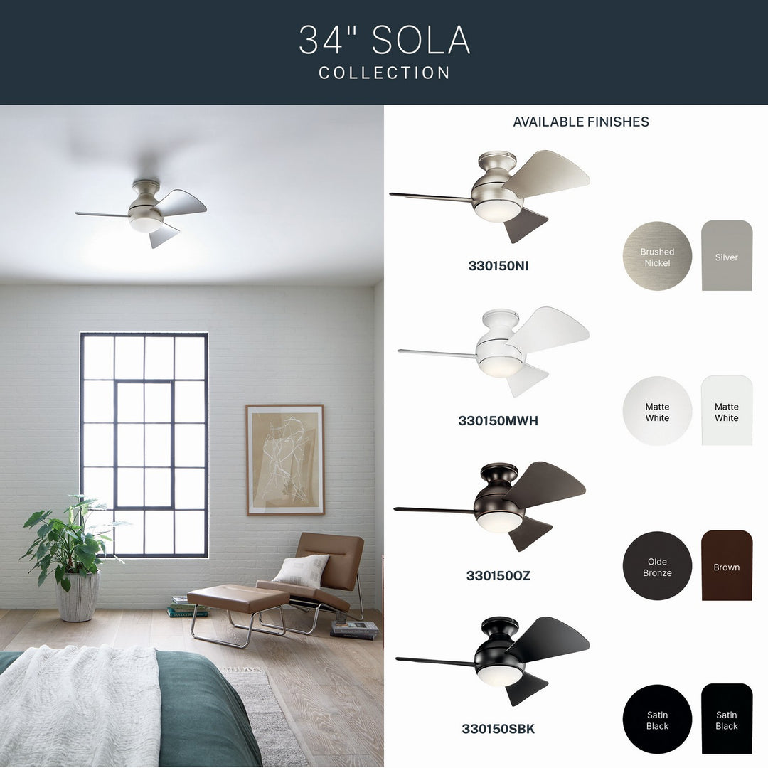 Kichler Canada - 330150SBK - 34"Ceiling Fan - Sola - Satin Black