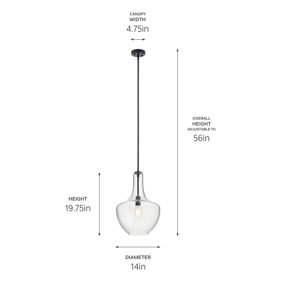 Kichler Canada - 42046BK - One Light Pendant - Everly - Black