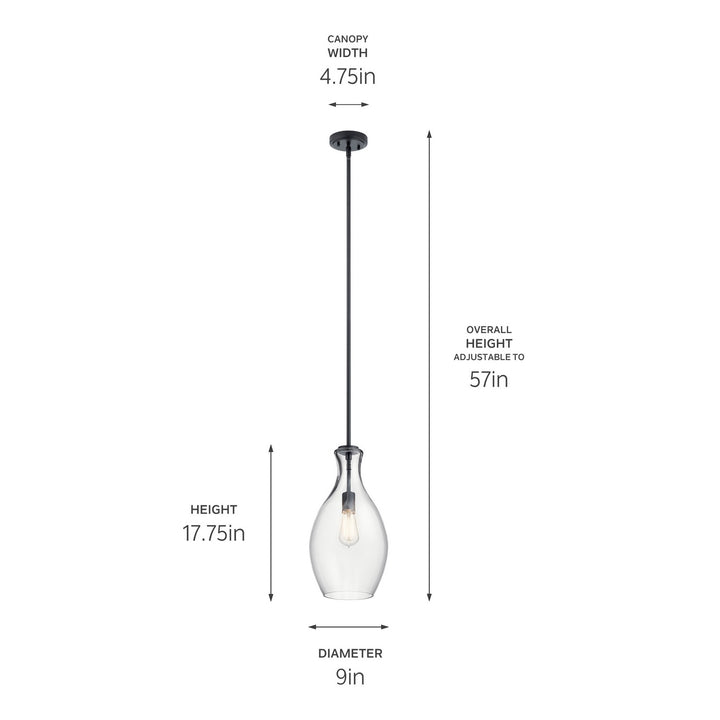 Kichler Canada - 42047BK - One Light Pendant - Everly - Black