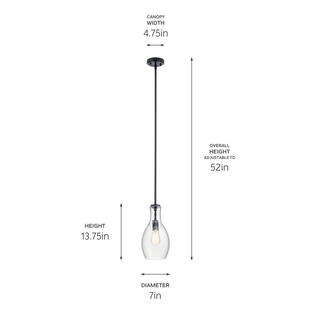 Kichler Canada - 42456BK - One Light Pendant - Everly - Black
