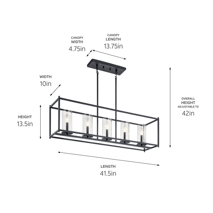 Kichler Canada - 43995BK - Five Light Linear Chandelier - Crosby - Black