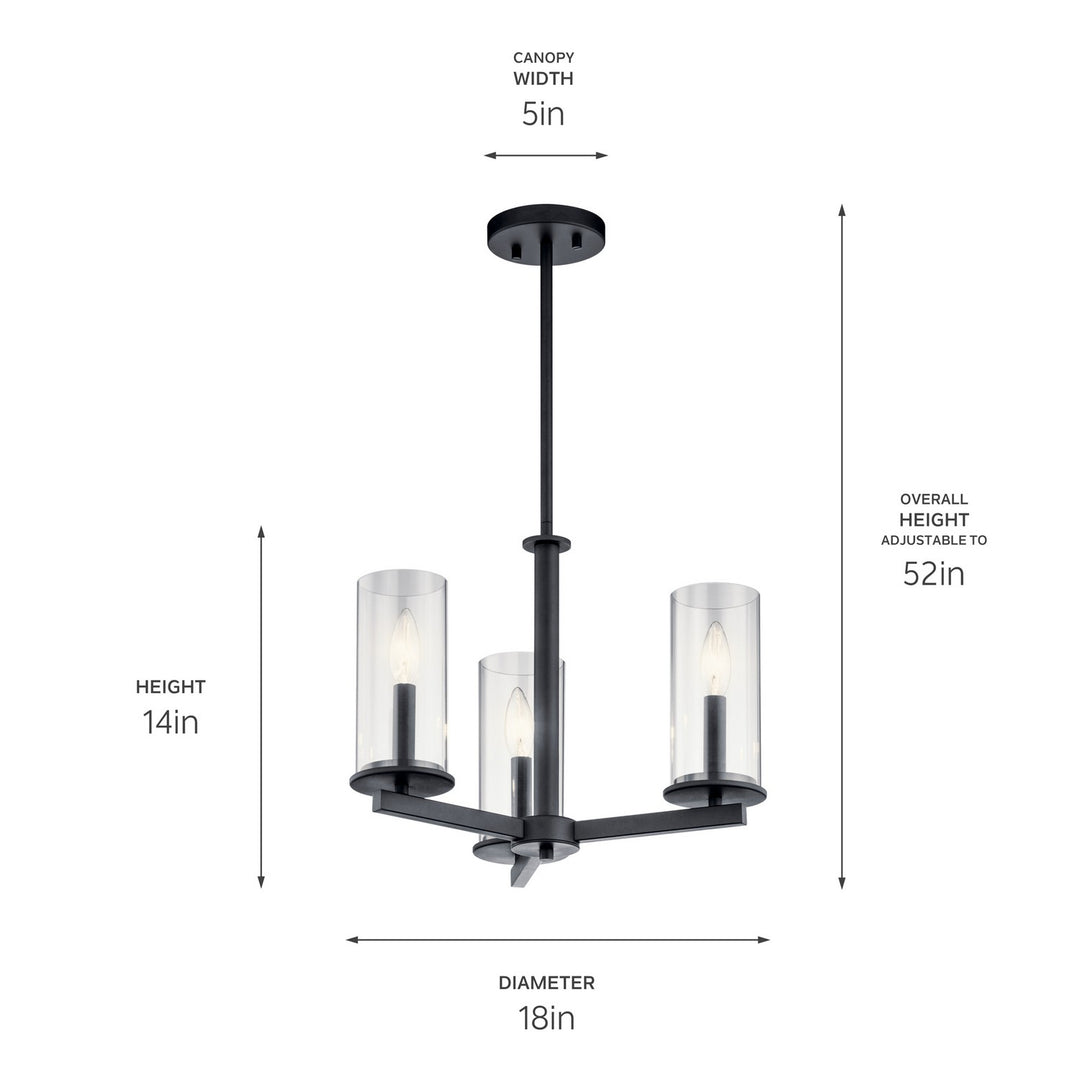 Kichler Canada - 43997BK - Three Light Chandelier/Semi Flush - Crosby - Black