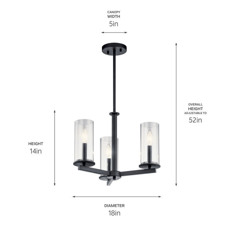 Kichler Canada - 43997BK - Three Light Chandelier/Semi Flush - Crosby - Black