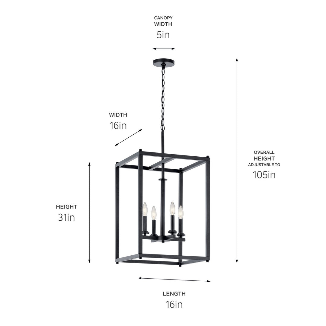 Kichler Canada - 43998BK - Four Light Foyer Pendant - Crosby - Black