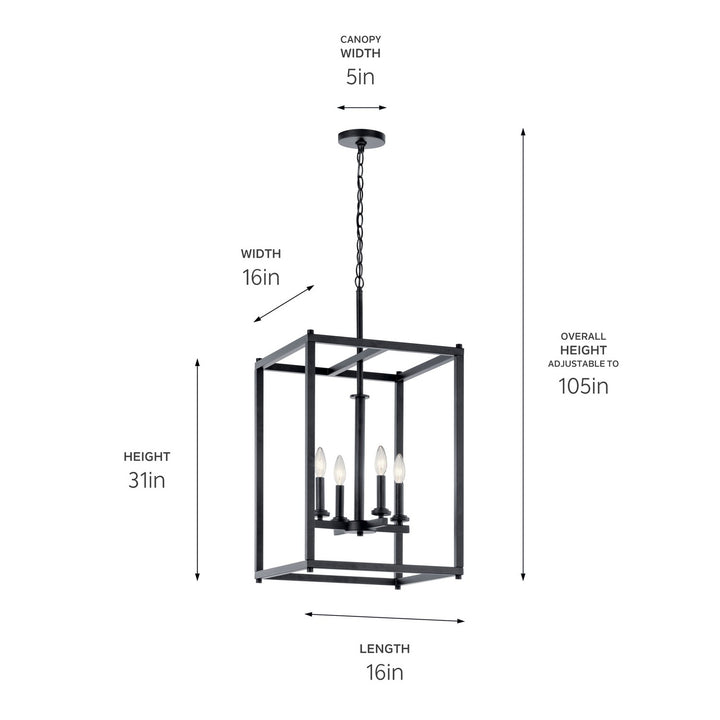 Kichler Canada - 43998BK - Four Light Foyer Pendant - Crosby - Black