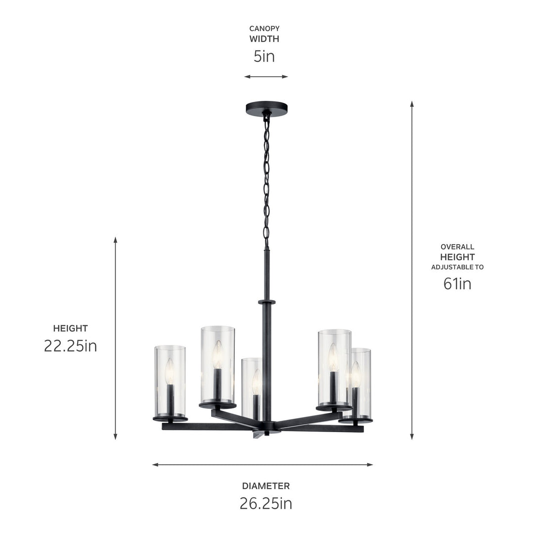 Kichler Canada - 43999BK - Five Light Chandelier - Crosby - Black