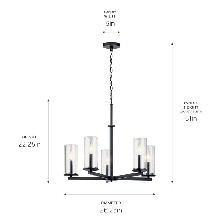Kichler Canada - 43999BK - Five Light Chandelier - Crosby - Black
