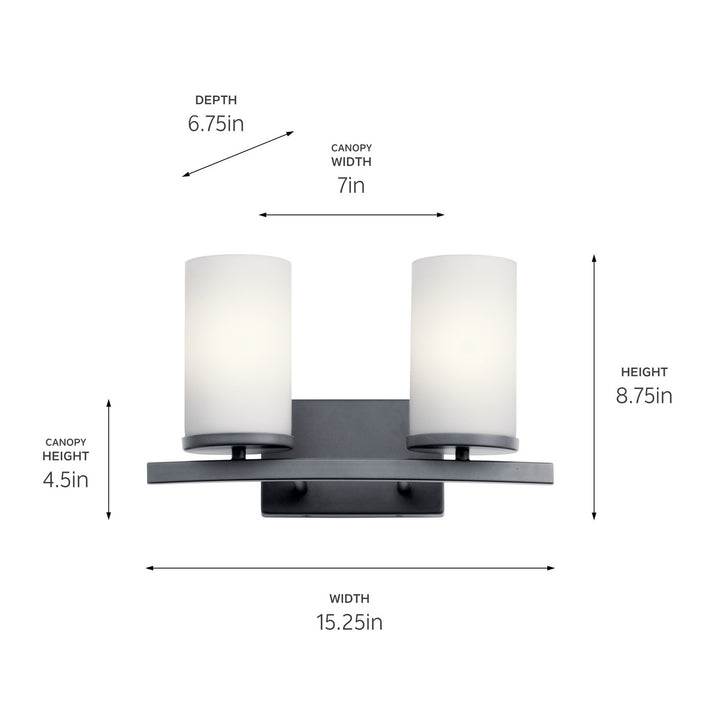 Kichler Canada - 45496BK - Two Light Bath - Crosby - Black