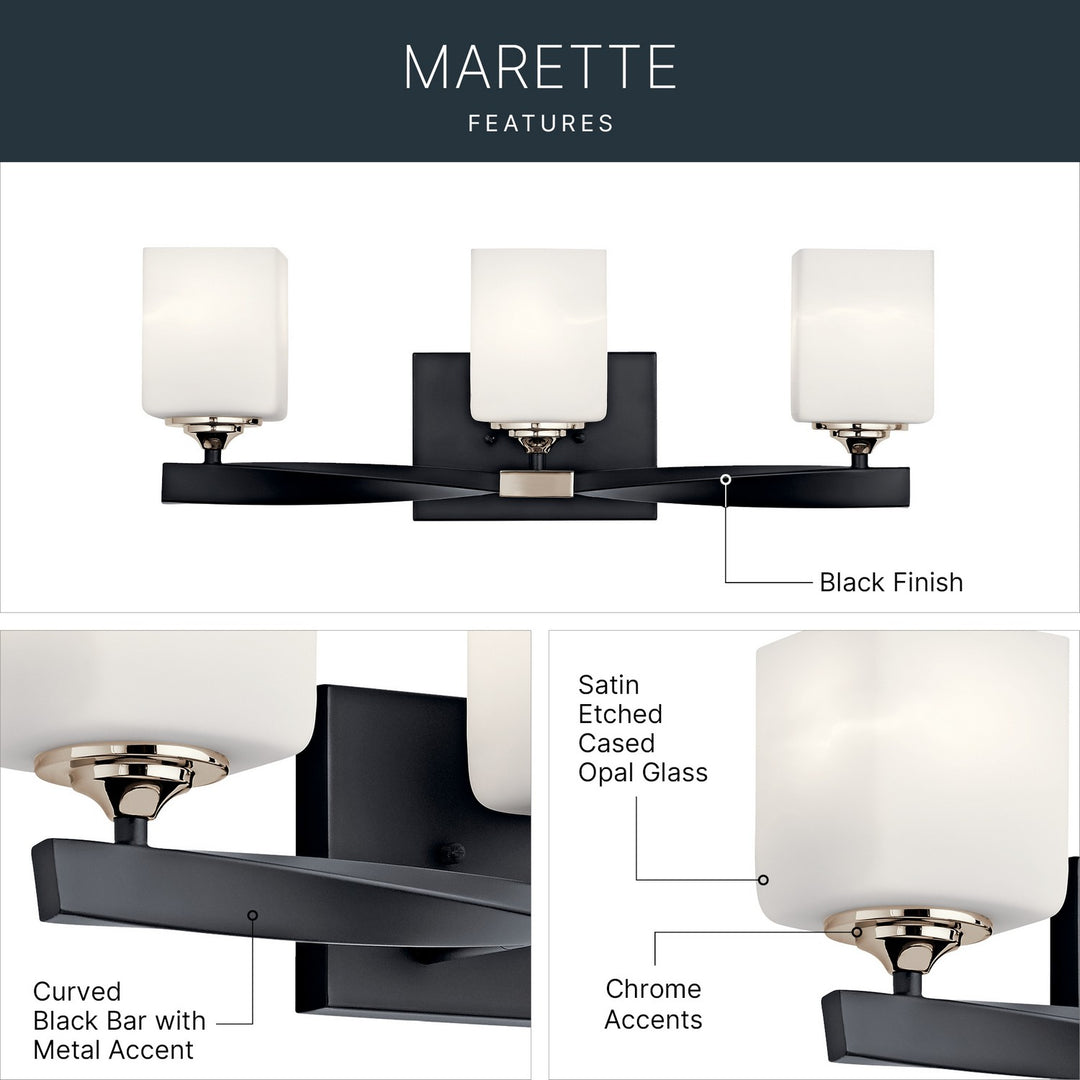 Kichler Canada - 55002BK - Three Light Bath - Marette - Black