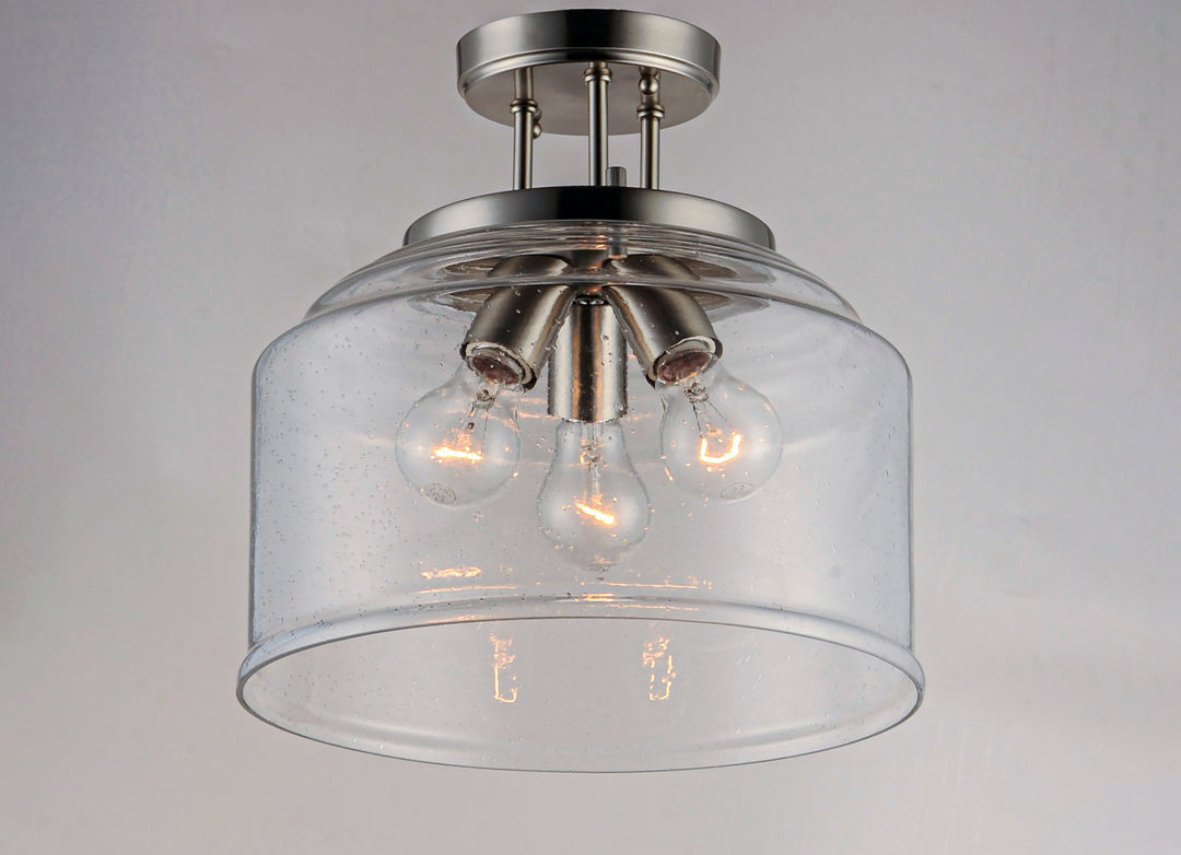 Maxim - 12271CDSN - Three Light Semi-Flush Mount - Acadia - Satin Nickel