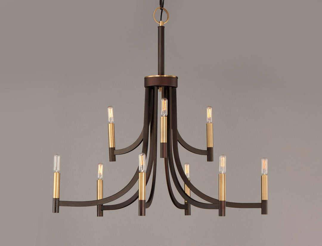 Maxim - 21529BZAB - Nine Light Chandelier - Lyndon - Bronze / Antique Brass