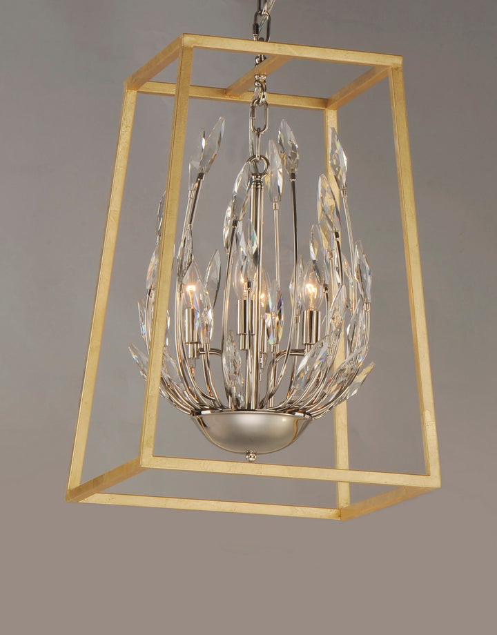 Maxim - 32404BCPNGL - Four Light Pendant - Bouquet - Polished Nickel / Gold Leaf