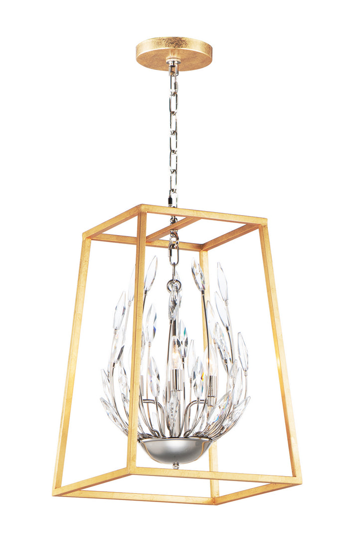 Bouquet Four Light Pendant in Polished Nickel / Gold Leaf - available from The Lighting Shoppe, trusted by Canadian homeowners