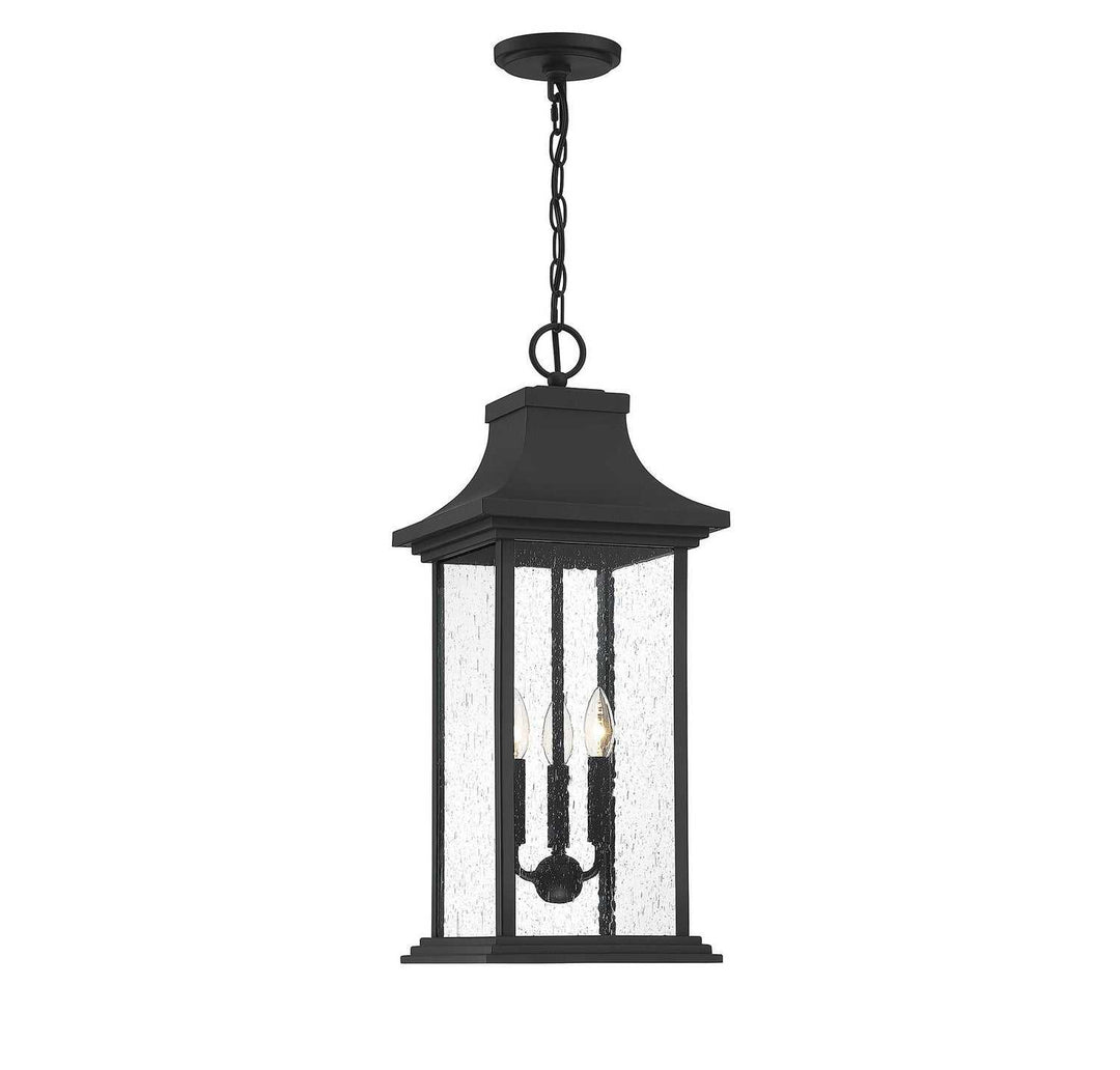 Hancock Three Light Outdoor Pendant in Matte Black Savoy House