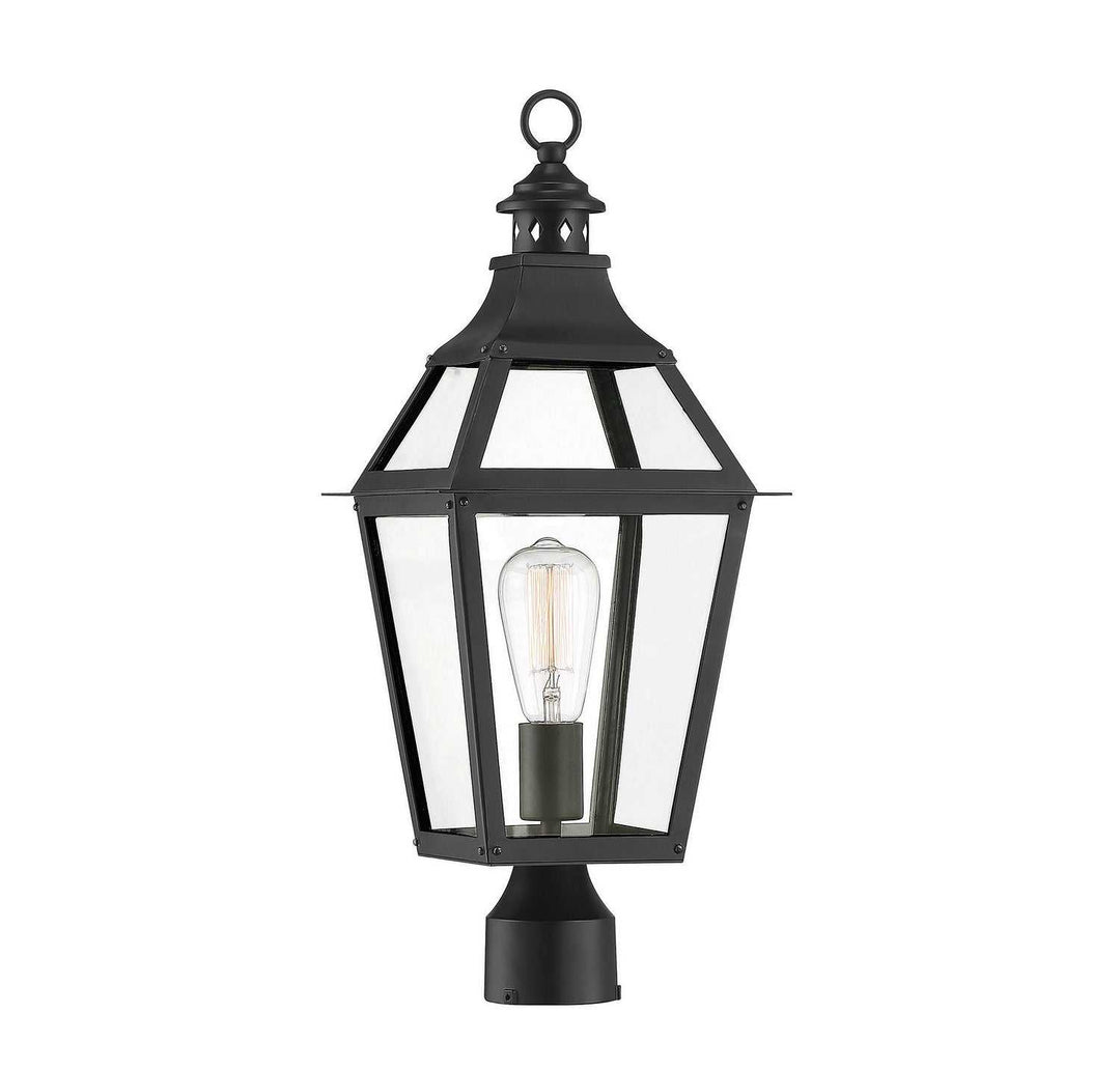 Jackson One Light Post Lantern in Black with Gold Highlights Savoy House
