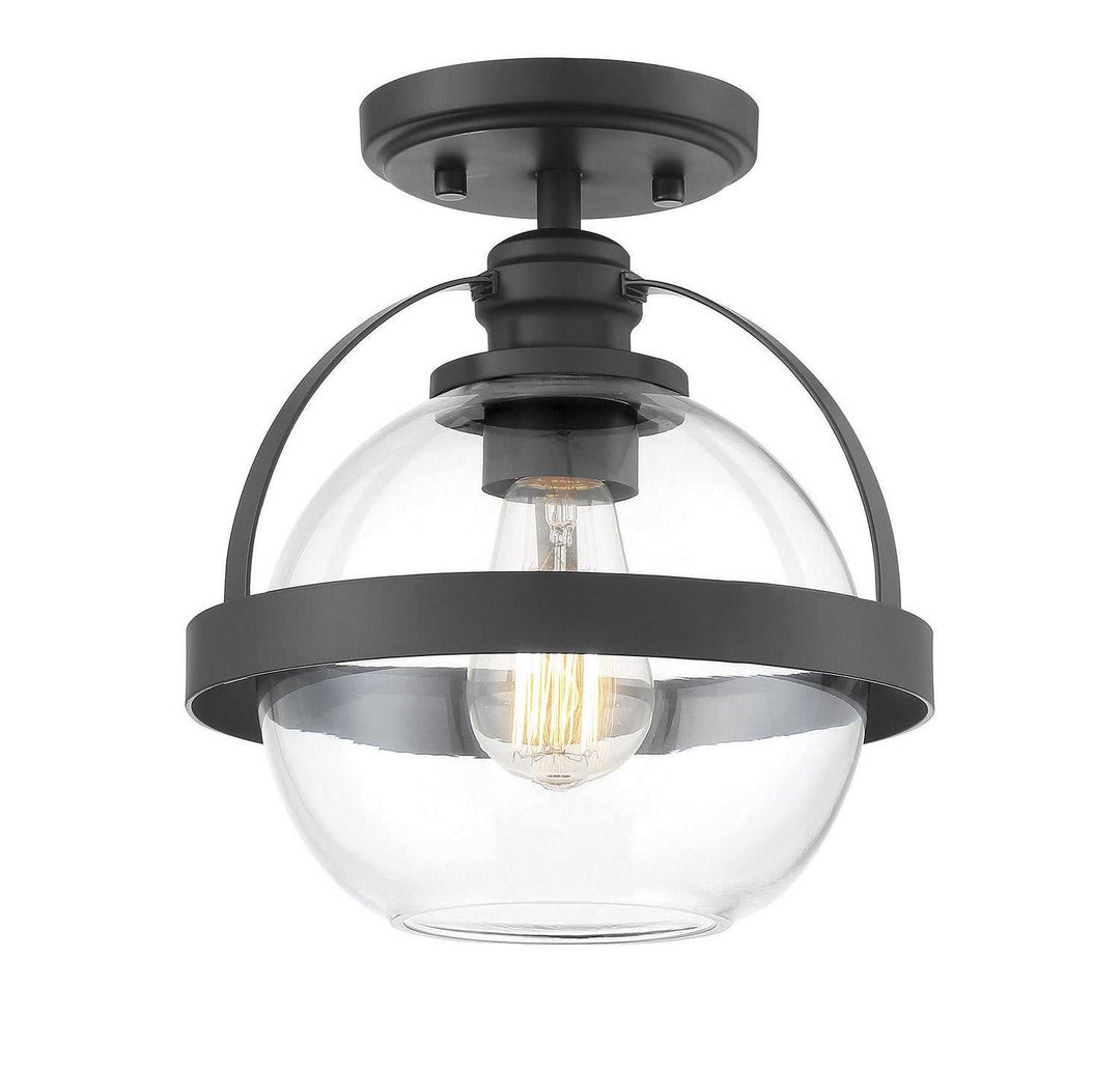 Pendleton One Light Semi-Flush Mount in Matte Black Savoy House