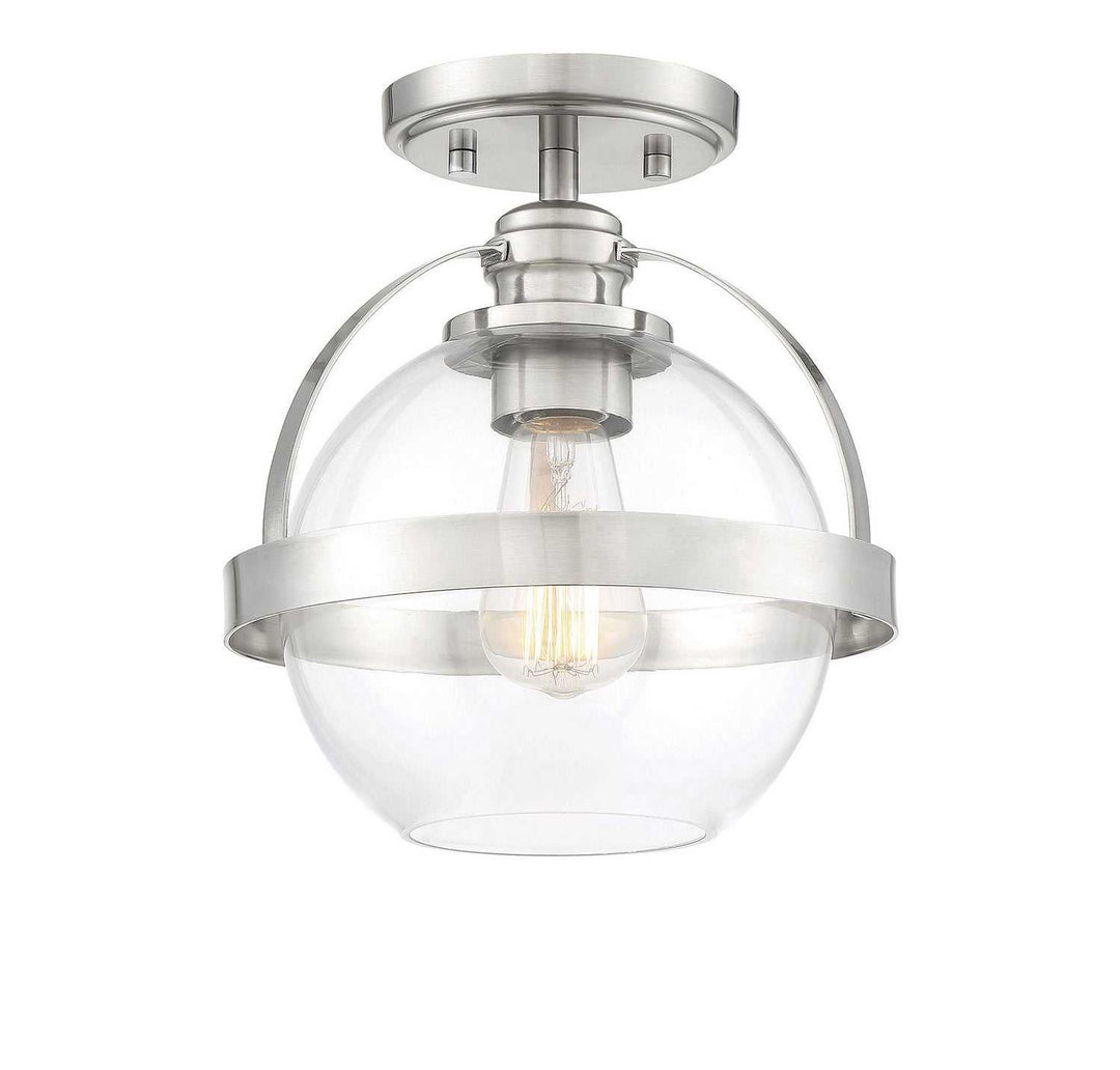 Pendleton One Light Semi-Flush Mount in Satin Nickel Savoy House