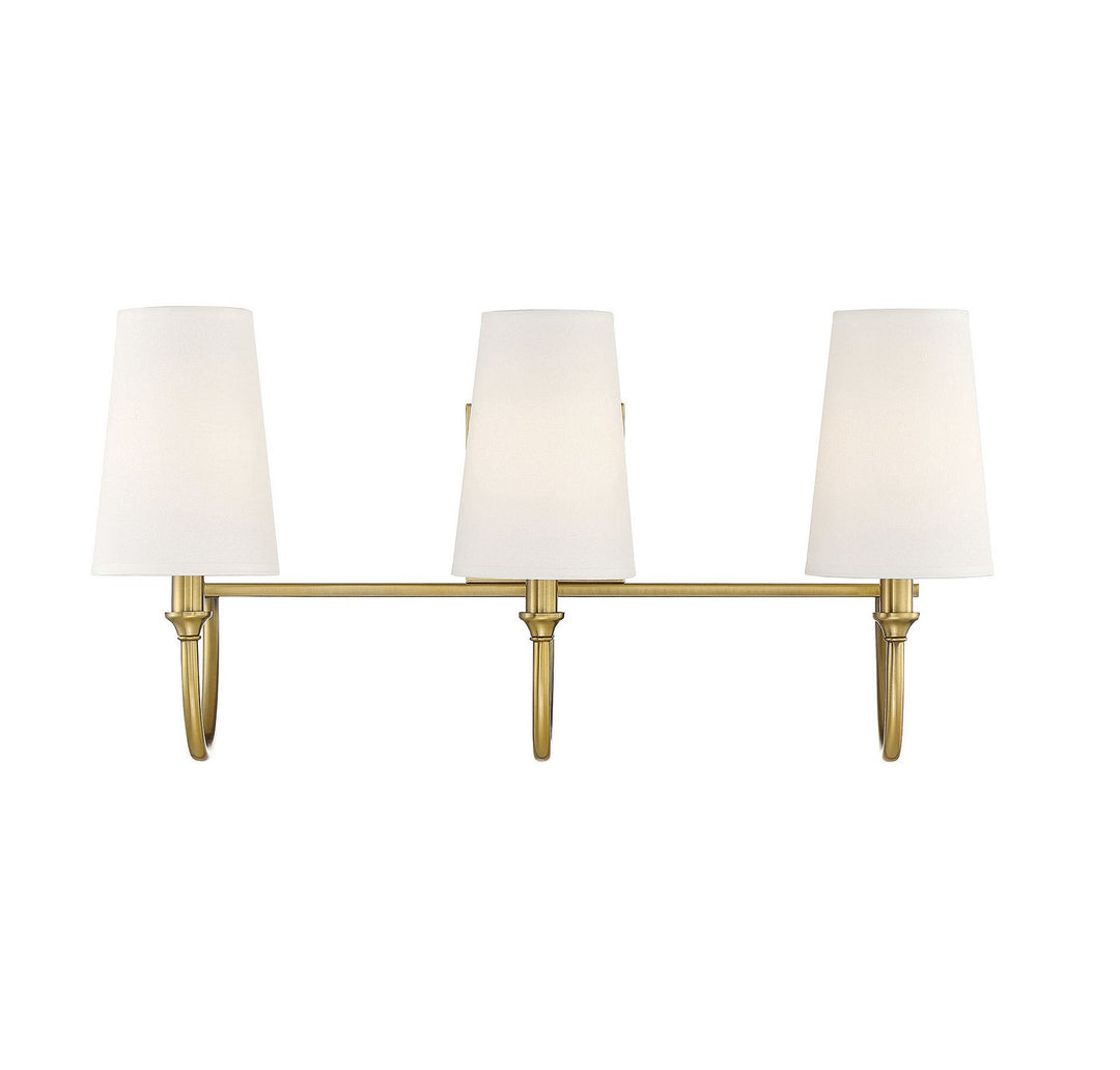Cameron Three Light Bath Bar in Warm Brass Savoy House