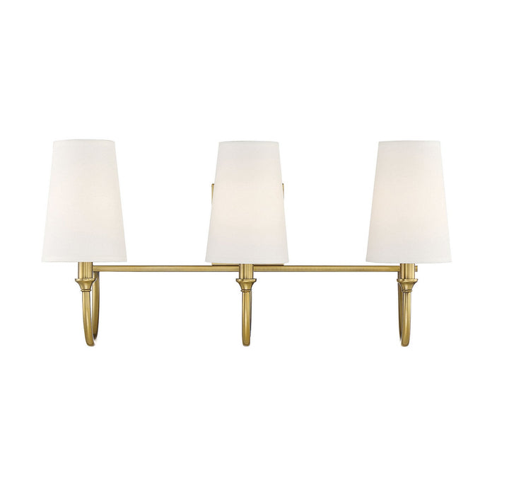Cameron Three Light Bath Bar in Warm Brass Savoy House