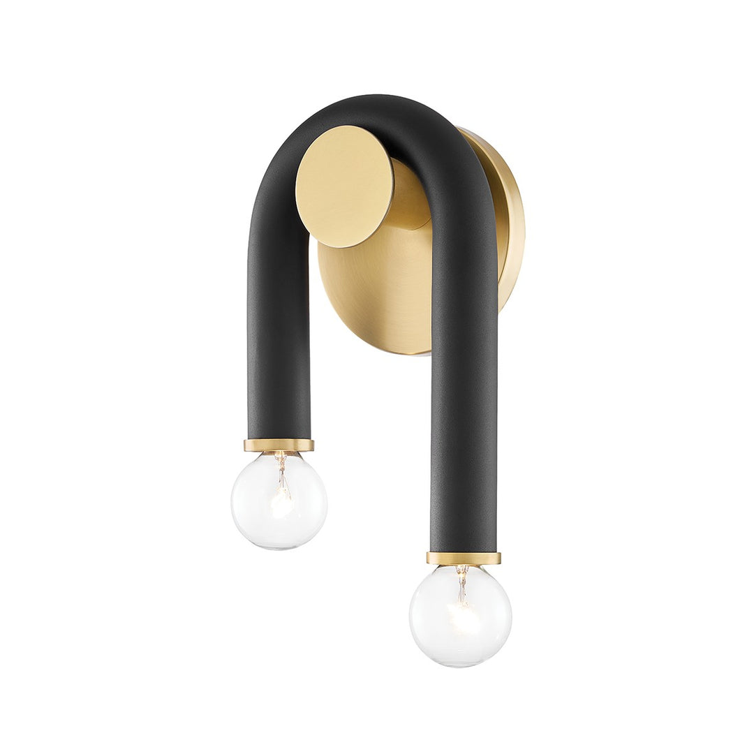 Whit Two Light Wall Sconce in Aged Brass/Black - available from The Lighting Shoppe, trusted by Canadian homeowners
