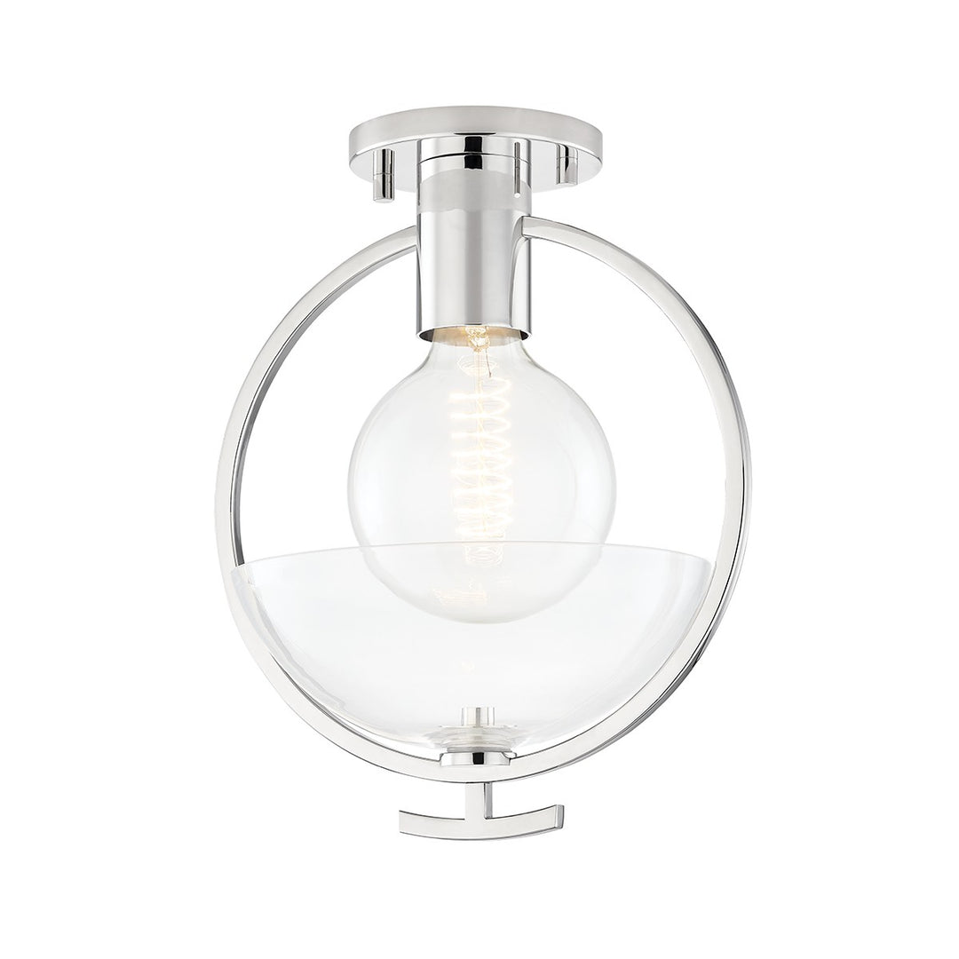 Ringo One Light Semi Flush Mount in Polished Nickel - available from The Lighting Shoppe, trusted by Canadian homeowners