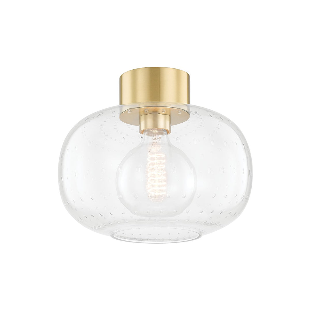 Harlow One Light Flush Mount in Aged Brass - available from The Lighting Shoppe, trusted by Canadian homeowners