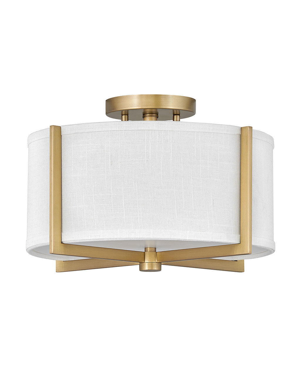 Axis Off White LED Semi-Flush Mount in Heritage Brass - available from The Lighting Shoppe, trusted by Canadian homeowners