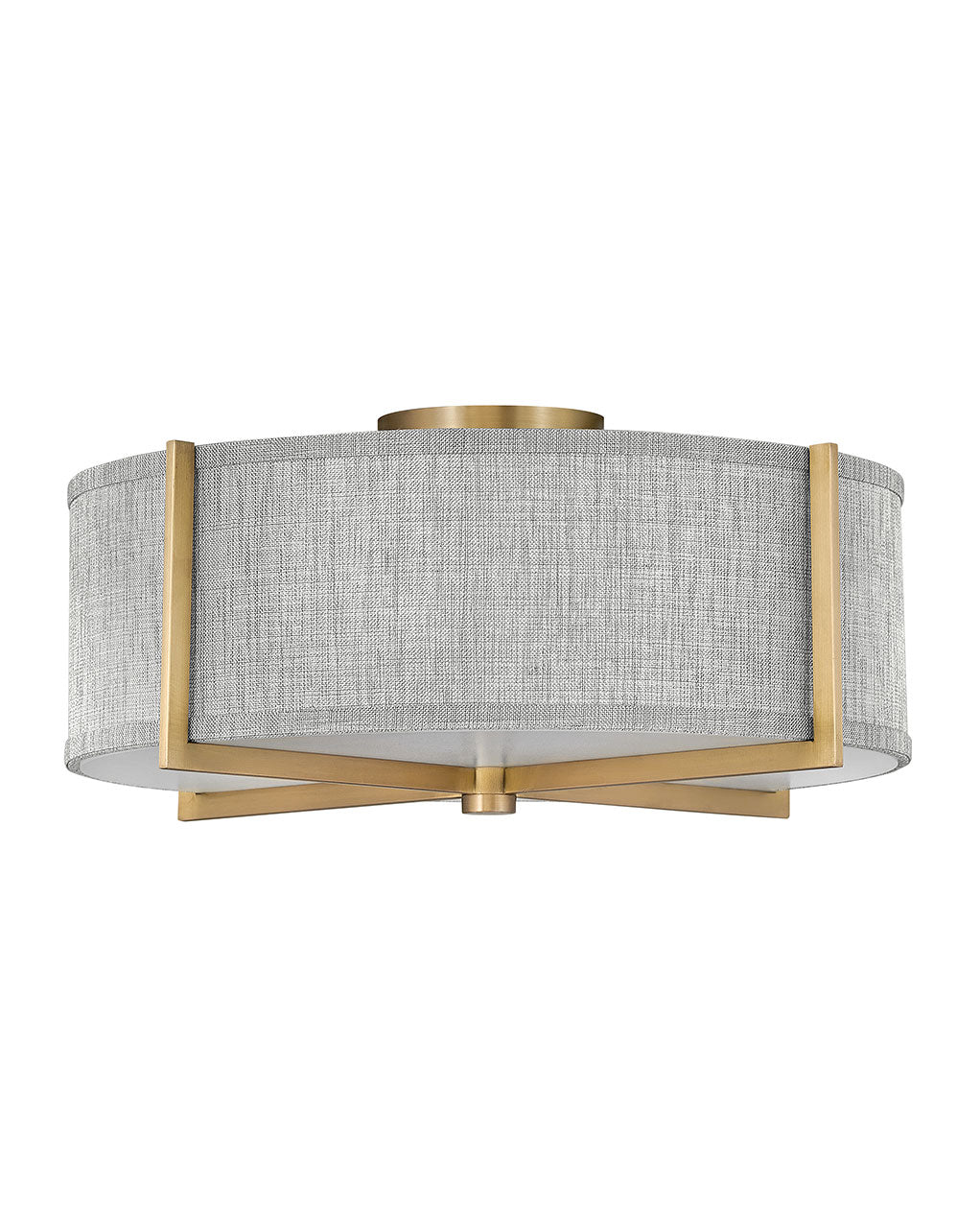 Axis Heathered Gray LED Semi-Flush Mount in Heritage Brass - available from The Lighting Shoppe, trusted by Canadian homeowners
