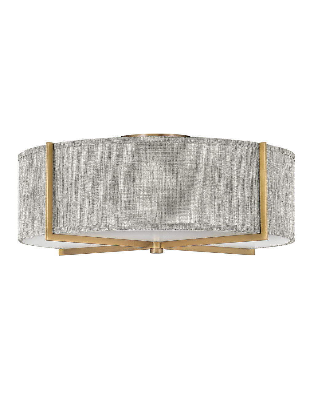 Axis Heathered Gray LED Semi-Flush Mount in Heritage Brass - available from The Lighting Shoppe, trusted by Canadian homeowners