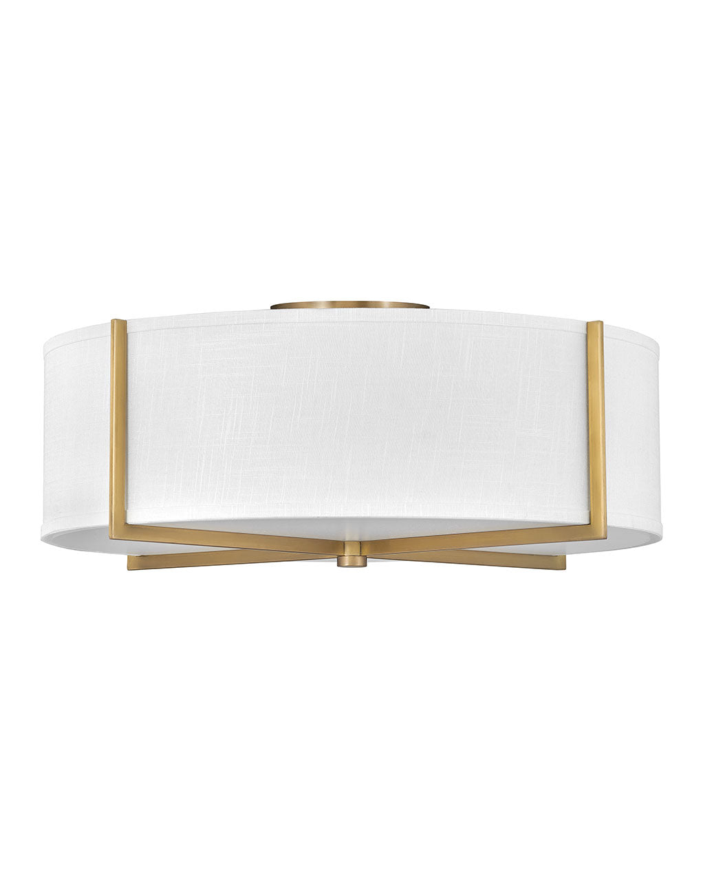 Axis Off White LED Semi-Flush Mount in Heritage Brass - available from The Lighting Shoppe, trusted by Canadian homeowners