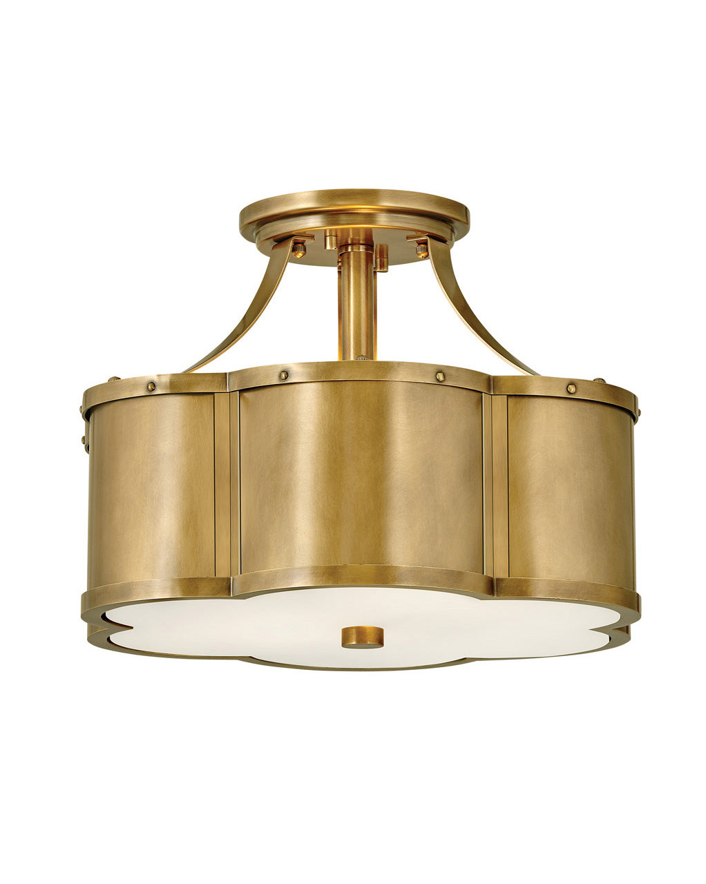 Chance LED Semi-Flush Mount in Heritage Brass - available from The Lighting Shoppe, trusted by Canadian homeowners
