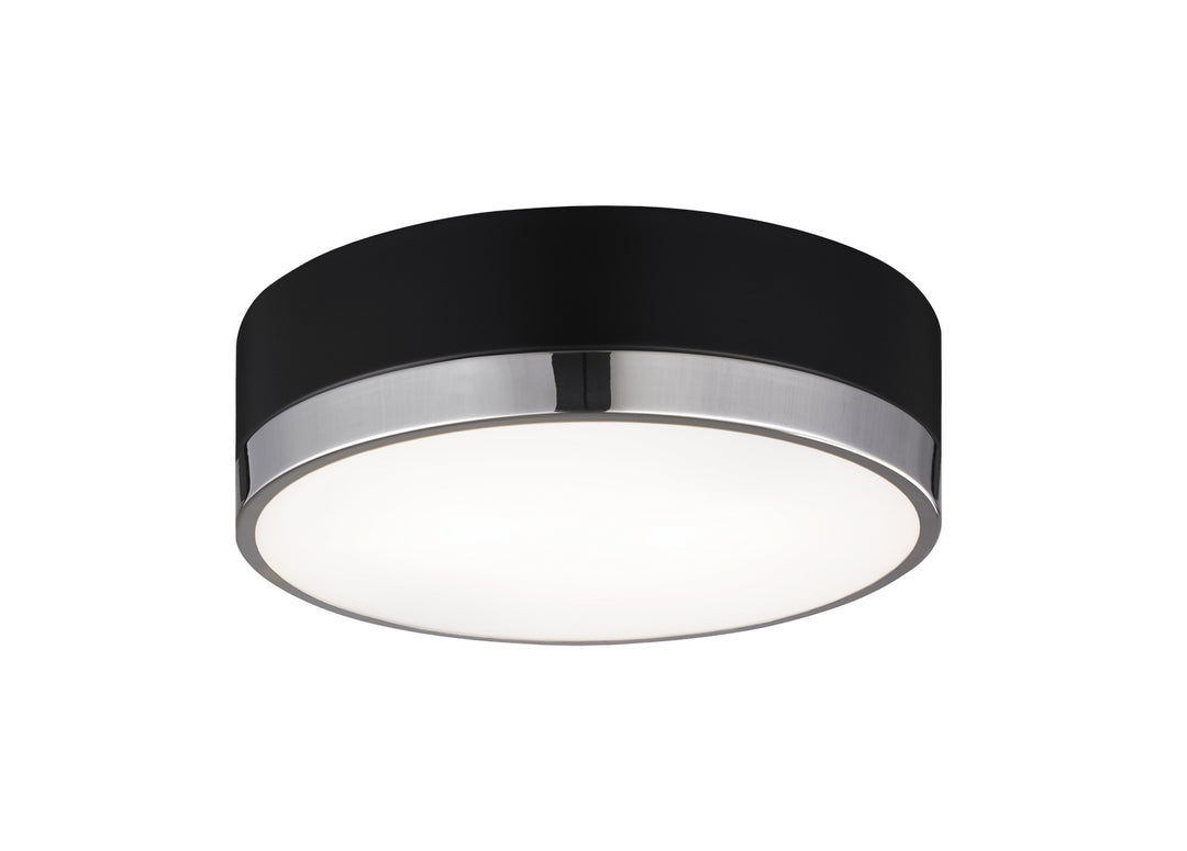 Trydor Two Light Flush Mount in Black & Chrome - available from The Lighting Shoppe, trusted by Canadian homeowners