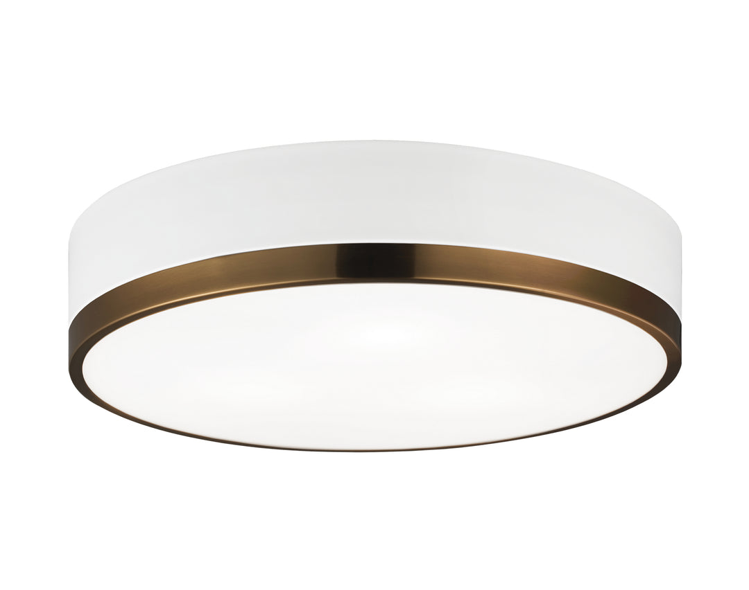 Trydor Three Light Flush Mount in White & Aged Gold Brass - available from The Lighting Shoppe, trusted by Canadian homeowners