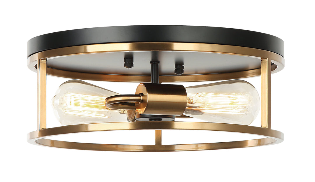 Matteo Canada - M15502BKAG - Two Light Flush Mount - Clarke - Black & Aged Gold Brass