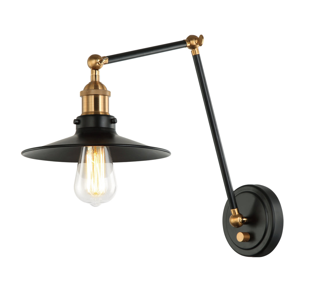 Brixson One Light Wall Sconce in Aged Gold Brass & Black - available from The Lighting Shoppe, trusted by Canadian homeowners