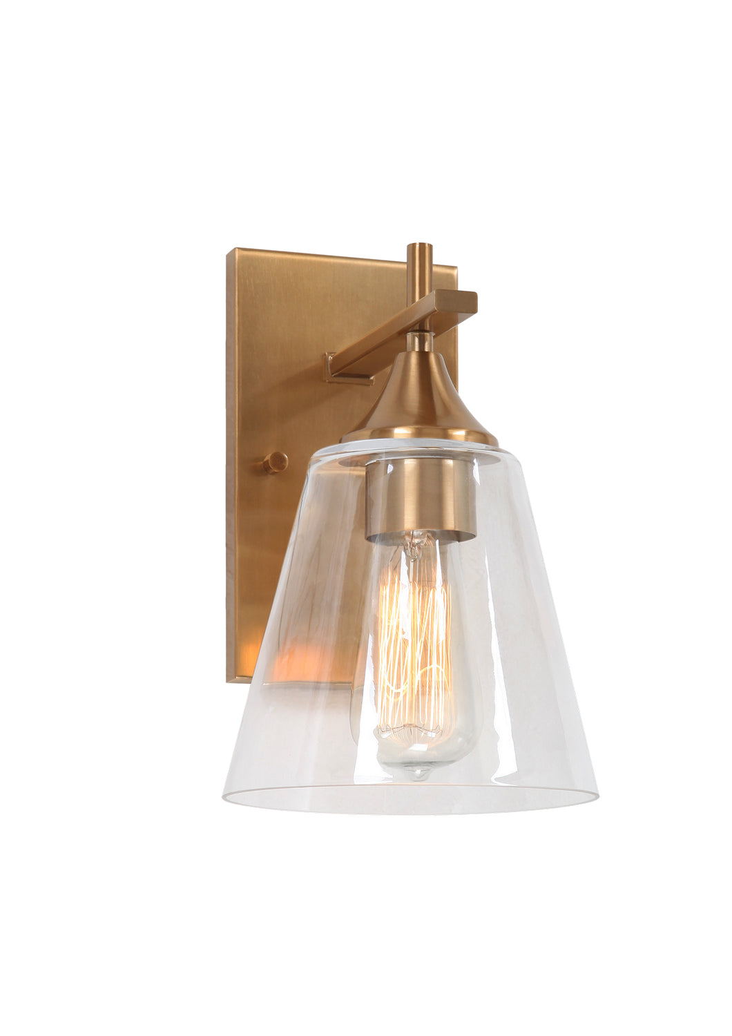 Hollis One Light Wall Sconce in Aged Gold Brass - available from The Lighting Shoppe, trusted by Canadian homeowners