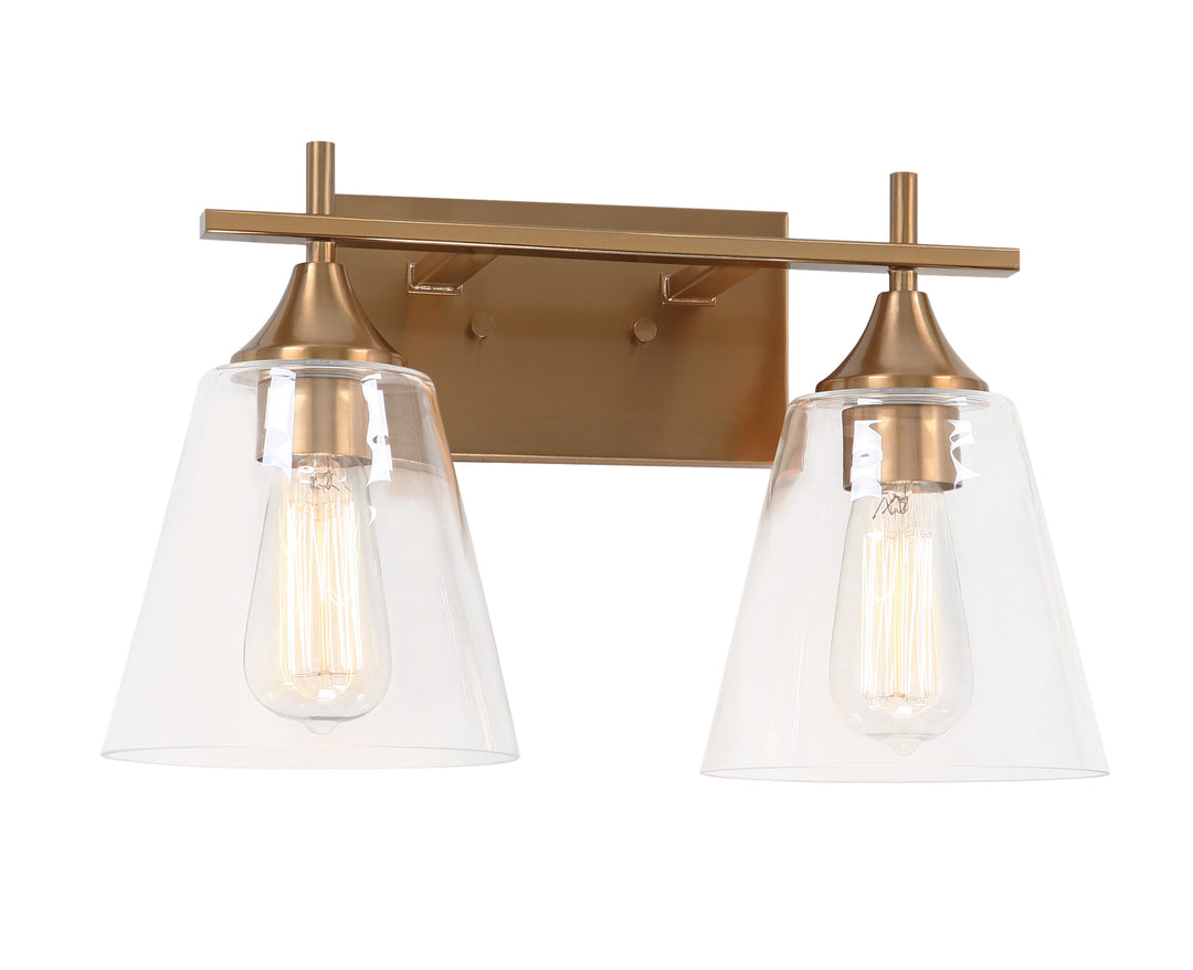 Hollis Two Light Wall Sconce in Aged Gold Brass - available from The Lighting Shoppe, trusted by Canadian homeowners