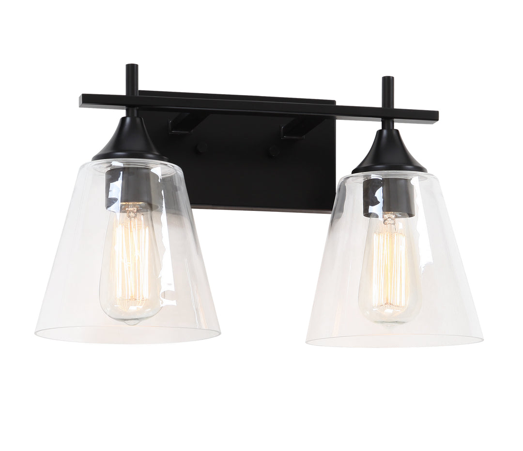 Hollis Two Light Wall Sconce in Black - available from The Lighting Shoppe, trusted by Canadian homeowners