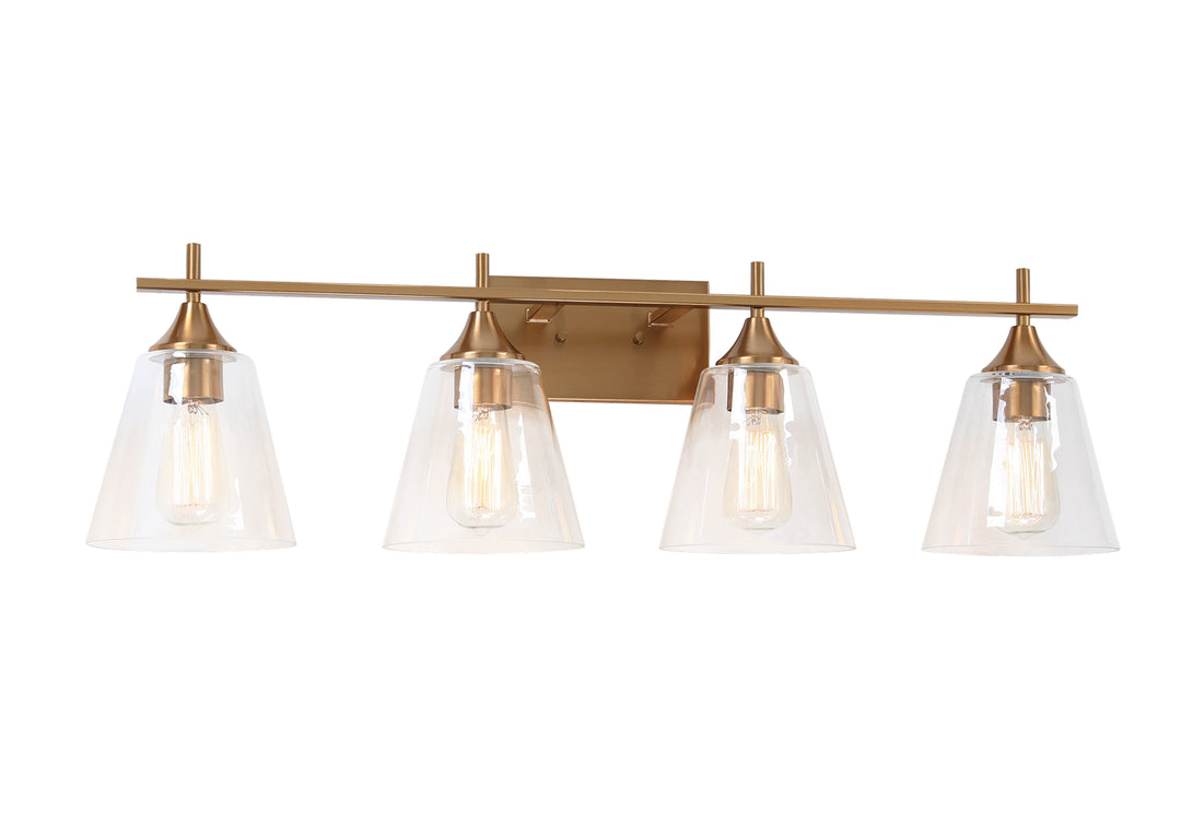 Hollis Four Light Wall Sconce in Aged Gold Brass - available from The Lighting Shoppe, trusted by Canadian homeowners