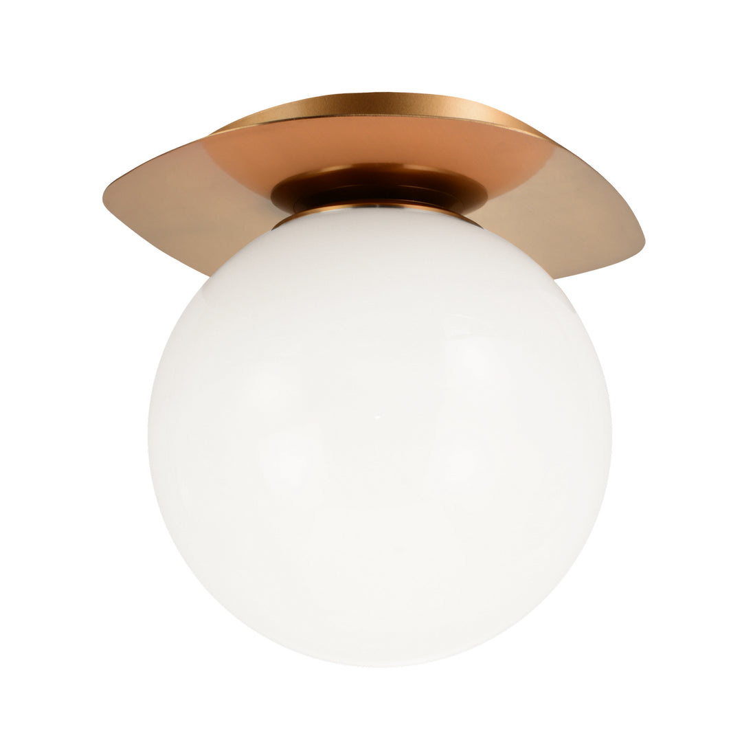 Razz One Light Flush Mount in Aged Gold Brass - available from The Lighting Shoppe, trusted by Canadian homeowners