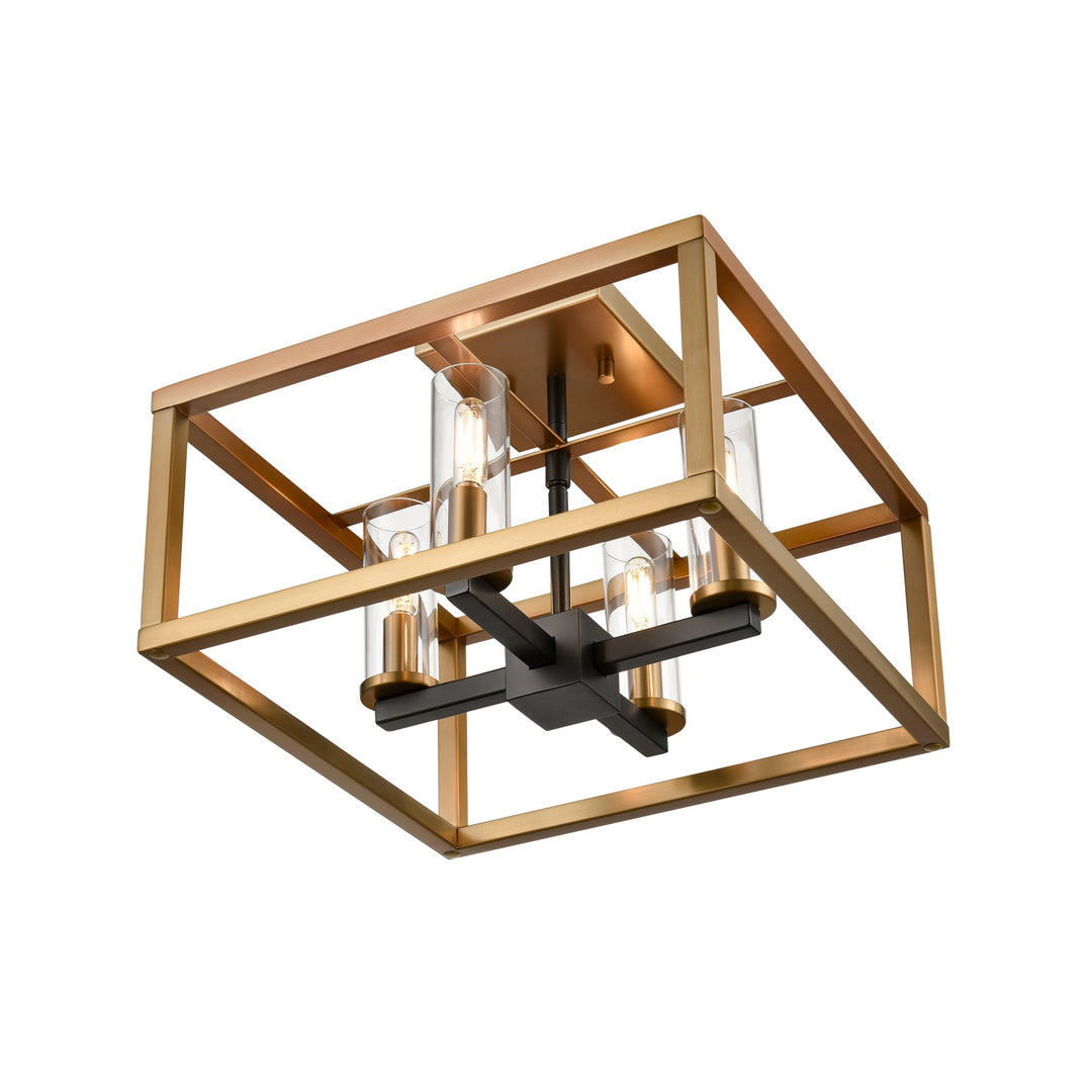 Sambre Four Light Semi-Flush Mount in Multiple Finishes And Brass And Graphite With Clear Glass - available from The Lighting Shoppe, trusted by Canadian homeowners