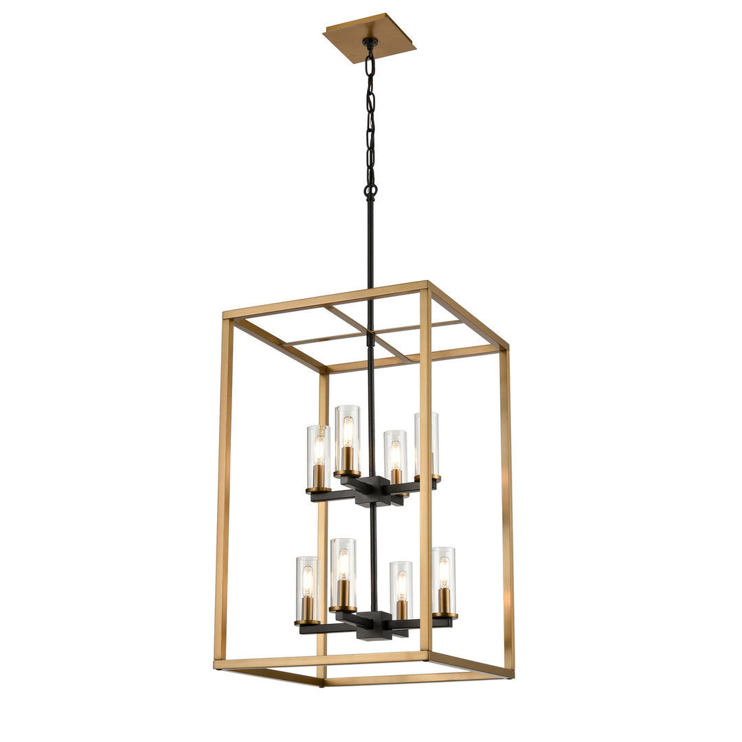 Sambre Eight Light Foyer Pendant in Multiple Finishes And Brass And Graphite With Clear Glass - available from The Lighting Shoppe, trusted by Canadian homeowners