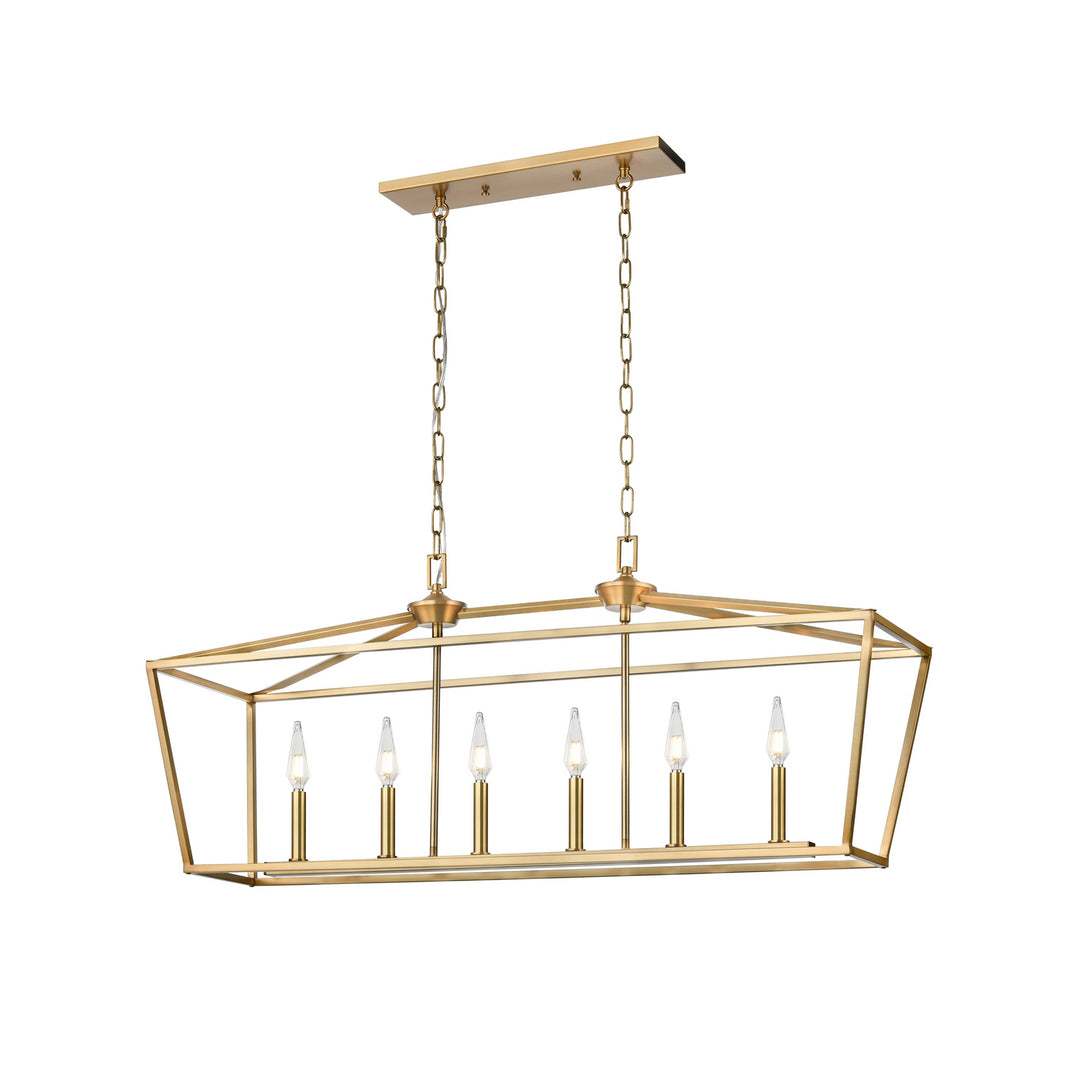 Lundy'S Lane Six Light Linear Pendant in Multiple/Brass - available from The Lighting Shoppe, trusted by Canadian homeowners
