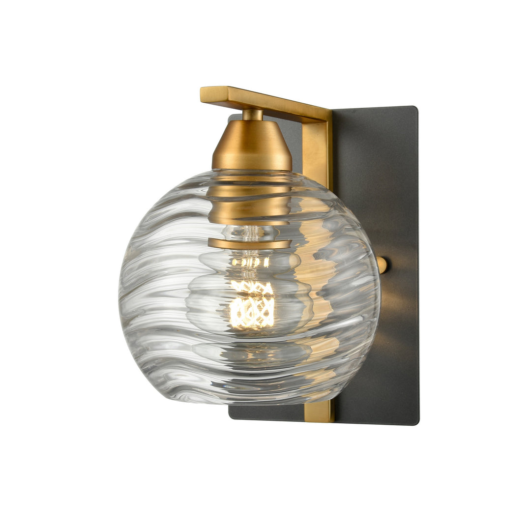 Tropea One Light Wall Sconce in Brass And Graphite With Ripple Glass - available from The Lighting Shoppe, trusted by Canadian homeowners