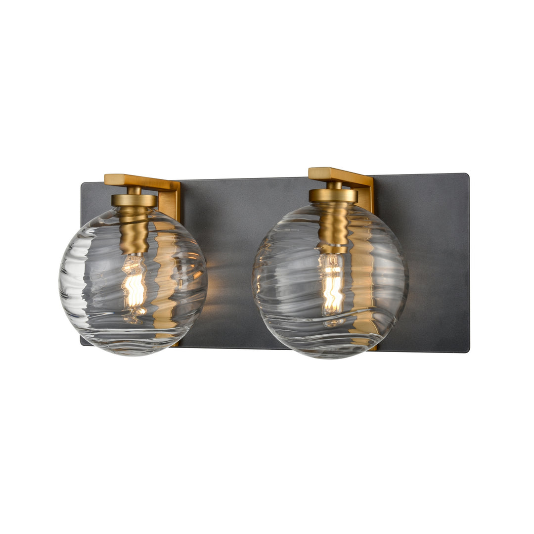 DVI Canada - DVP40422BR+GR-RPG - Two Light Vanity - Tropea - Brass And Graphite w/Ripple Glass
