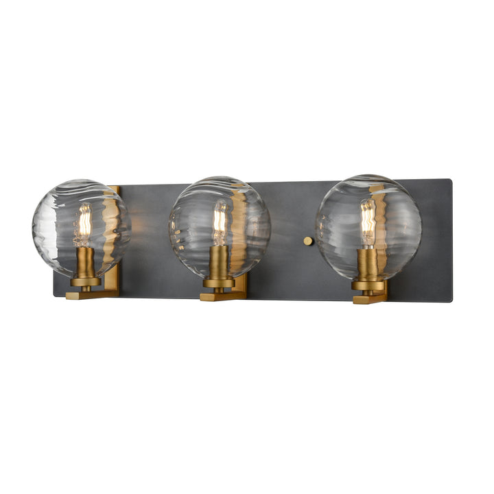 DVI Canada - DVP40443BR+GR-RPG - Three Light Vanity - Tropea - Brass And Graphite w/Ripple Glass