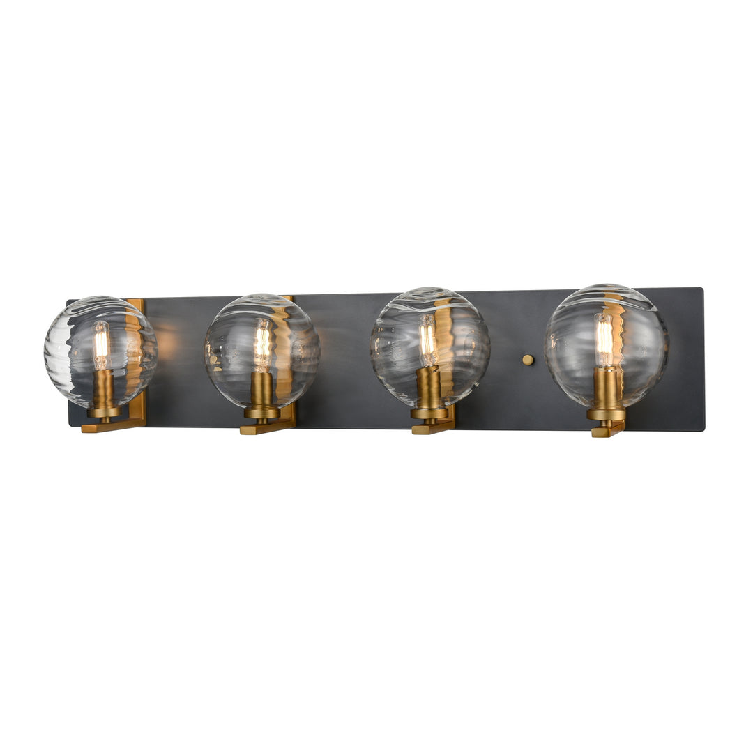 DVI Canada - DVP40444BR+GR-RPG - Four Light Vanity - Tropea - Brass And Graphite w/Ripple Glass
