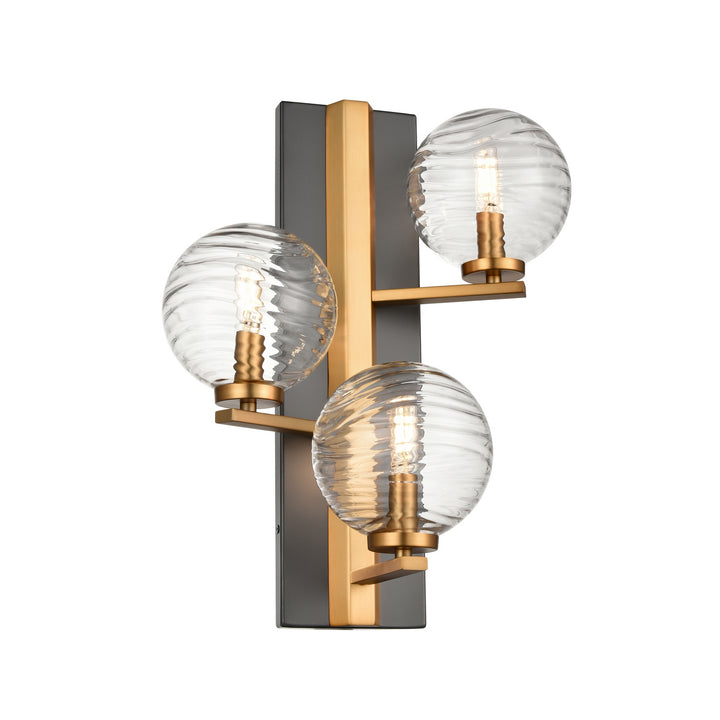 DVI Canada - DVP40499BR+GR-RPG - Three Light Wall Sconce - Tropea - Brass And Graphite w/Ripple Glass